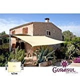 Corasol COR11RE35X45-CW Premium Sonnensegel, 3,5x4,5m, rechteckig, wasserabweisend, cremeweiß