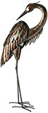 Creekwood Regal-Geschenke Vogel aus pulverbeschichtetem Metall 64 cm hoch, Statue/Ornament mit Erdspieß (Patina Heron "Preening")