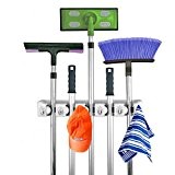 D&L Multifunktions-Mop-Halter Broom-Rack an der Wand - In Garage, Küche, Bad Keller oder Waschküche (4 Position 5 Haken)