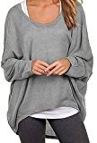 Damen Asymmetrisch Lose Bluse ZJCTUO Mode Sweatshirt Pullover Oberteile Oversized Tops T-shirt (EU38/M, Grau)