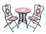 DanDiBo Sitzgruppe Merano 12001-2 Gartentisch + 2 Stk. Gartenstuhl aus Metall Mosaik