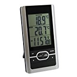 DCF Digital Innen Thermometer mit Außensender und Beleuchtung . Min Max , Funk Uhr und Wecker Funktionen und Analog universal ...