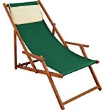 Deckchair grün Liegestuhl klappbare Sonnenliege Gartenliege Holz Strandstuhl Gartenmöbel 10-304 KH