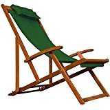 Deckchair Grün Sonnenliege Liegestuhl Strandstuhl Stuhl Gartenliege Relaxliege Holz klappbar 94x94x60 cm