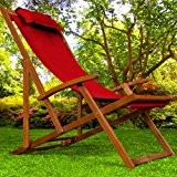 Deckchair Rot Sonnenliege Liegestuhl Strandstuhl Stuhl Gartenliege Relaxliege Holz klappbar 94x94x60 cm