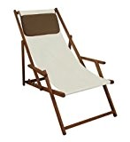 Deckchair weiß Liegestuhl klappbare Sonnenliege Gartenliege Holz Strandstuhl Gartenmöbel 10-303 KD
