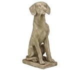 Dehner Dekofigur Hund sitzend, ca. 24 x 16.5 cm, Magnesia, grau/braun