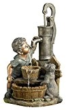Dehner Polyresin Brunnen Junge mit LED Beleuchtung, ca. 68.5 x 37 x 39 cm, 8 kg