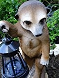 Deko Figur Gartendeko Gartenfigur Erdmännchen mit LED Solarlaterne wetterfest - liebevoll detailliert handgefertigt und handbemalt