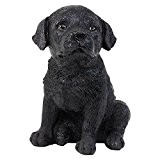 Deko Figur Kleiner Sitzender Hund Schwarzer Labrador Welpe für Haus oder Garten -16cm Hoch