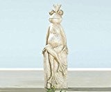 Deko Frosch auf Säule 'King of the Frog', 78 cm, antik/creme