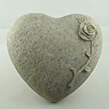 Deko Herz mit Rose zum legen, Steinoptik Polyresin. Durchmesser 18cm. 1 Stück