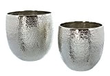 Deko-Topf "Hammerschlag", 2er Set handgehämmertes Aluminium in trendigem Silber, modernes Design