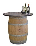 Dekofass, Stehtisch aus echtem Weinfass, Gartentisch mit Tischplatte Nussbaum D100 cm - Fass natur unbehandelt