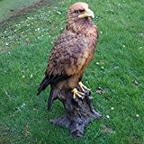 Dekofigur Adler auf Stamm Vogel Tierfigur Raubtier König Gartenfigur wetterfest