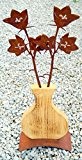 Dekofigur Blume, Holz und Metall rostbraun