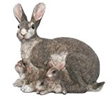 Dekofigur Häsin "Claudia" mit Kindern Kanninchen lebensecht Osterhase