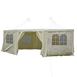 DELUXE Zelt hochwertiges Festzelt Partyzelt Pavillon 6x4,4x3,3 m creme mit Seitenteilen für Garten Terrasse Feier Markt als Unterstand Plane wasserdicht ...