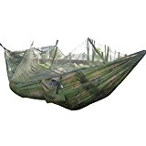 Demiawaking Camping Outdoor Hängematte mit Moskitonetz, Reisen Nylon Fallschirm Bett (Camo-Farbe)