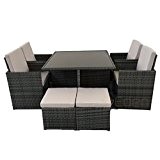 Der Bianchi Kollektion von Eden Einrichtung - Outdoor/Garten PE Rattan cube-syle 9 Set Tisch & Stühle (schwarz/grau/braun Farbe wahl)