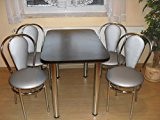 Design Esstisch Küchentisch Bistrotisch Wenge mit Chromfuß 100x60 + 2 Stühle Silber