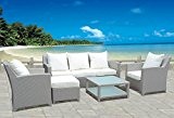 Design Luxus Gartenmöbel Lounge Sitzgruppe Polyrattan 1 x 3er Sofa, 2 x Sessel, 1 x Hocker & Tisch, Fertig montiert!