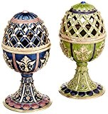 Design Toscano Eier im Faberge-Stil Edelsteingitter: 2er-Set