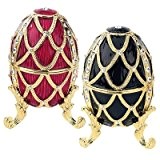 Design Toscano Emaillierte Eier im Faberge-Stil, Goldenes Gitter: Set bestehend aus Rouge und Ebene