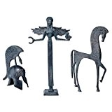 Design Toscano Griechische Eisenfiguren, Ensemble (Set beinhaltet: Griechische Göttin, Spartaner-Pferd und Spartaner-Helm)