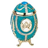 Design Toscano Russischer Zaren-Adler, Emailliertes Ei im Faberge-Stil: Blaugrün/Grün