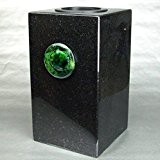 designgrab "Cube mit Glasornament" Designer Grabvase aus Granit Schwedisch Black SS1 schwarz Friedhofsvase Grabschmuck