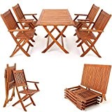 Deuba Sitzgruppe Sydney mit 4 klappbaren Stühlen und Tisch aus Akazienholz Sitzgarnitur Essgruppe