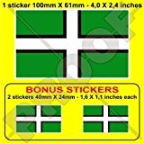 Devon County Flagge, Devonshire England Großbritannien UK 10,2 cm (100 mm) Vinyl Bumper Aufkleber, Aufkleber X1 + 2 Bonus