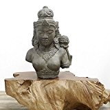 Dewi Tara Büste Stein-Figur Gartenfigur Asiatische Skulptur Buddha Lavastein 52cm