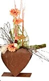DEWOGA Herz doppelt auf Platte 17x17cm Edelrost Rost Metall Blumen Füllen Garten Deko Neu
