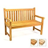 DIVERO 2-Sitzer Bank Gartenbank 120 cm aus hochwertigem massivem Teak-Holz reine Handarbeit Sitzbank für 2-Personen (Teak behandelt)