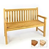 DIVERO 2-Sitzer Bank Gartenbank 120 cm aus massivem Teak-Holz in hochwertiger Sortierung reine Handarbeit Sitzbank für 2-Personen
