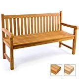 DIVERO 3-Sitzer Bank Gartenbank 150 cm aus hochwertigem massivem Teak-Holz reine Handarbeit Sitzbank für 3-Personen (Teak behandelt)