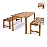 DIVERO Gartenmöbelset Picknickset Akazienholz Bank Tisch massiv Holz 2 Bänke 1 Tisch 3-teilig