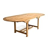 DIVERO GL05525 Großer ovaler ausziehbarer Gartentisch Esstisch Balkontisch Holz Teak Tisch für Terrasse Balkon Wintergarten witterungsbeständig behandelt massiv 170 / ...
