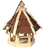 dobar 90638e Vogelhaus aus Holz (Kiefer) für Garten, Balkon, mit dunklen Holzschindeln, Kordel zum Aufhängen - Vogelhäuschen Vogel-Futterhaus
