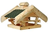 dobar 98510e Klassisches Vogelhaus aus Holz (Kiefer) für Garten, Balkon, mit grünen Bitumenschindeln, mittigem Futtersilo für Vögel, massivem Satteldach - ...
