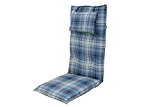 DOPPLER Brilliant Hochlehnerauflage aus Baumwolle und Polyester in grau blau kariert, 119 x 48 cm, Sitz- Rückenkissen in verschiedenen Designs, ...