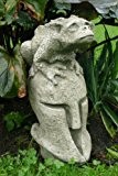 Drache auf Helm "HERBERT", Steinguss Gartenskulptur, H=51cm, wetterfeste Figur für den Außenbereich