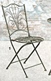 Dreams4Home Gartenmetall Tischset 'Dorey' - Set, 1x Tisch, 1x Stuhl, Metall, Metallmöbel, Vintage, Gartendeko, Balkonmöbel, Gartenmöbel, Terrasse, Outdoor, in grau