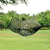 Earlybird Savings 245 x 135cm Armee-Grün Tragbare Parachute Nylongewebe -Swing-Bett mit Moskitonetz Hängematte für Outdoor Camping Garten Reisen Strand