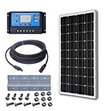 ECO-WORTHY 100W Solaranlage Set: 100 Watt 12V Mono Solarmodul + 20A LCD Regler Laderegler für 12 Volt Batterien