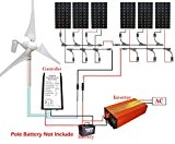 ECO-WORTHY 1300 W Solar Gird ab System-Kits Laden 24 V Akku: 400 W WIND GENERATOR + 6 150 W Solarzellen ...