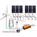 ECO-WORTHY 1300W Off Grid System : 400W Wind Turbine Generator + 6 pcs 150W Solarpanel + Controller + 1500W Inverter