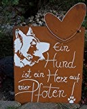 Edelrost Tafel Hund mit Bild und Spruch Schäferhund/Husky Motiv Schild Gartendekoration